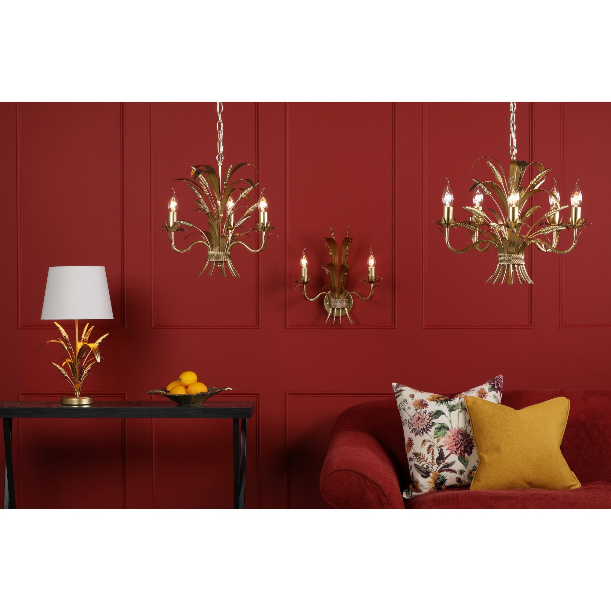 Phaedra 3 Light Ceiling Pendant Light In Gold Finish PHA0335