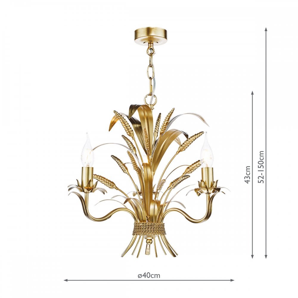 Phaedra 3 Light Ceiling Pendant Light In Gold Finish PHA0335