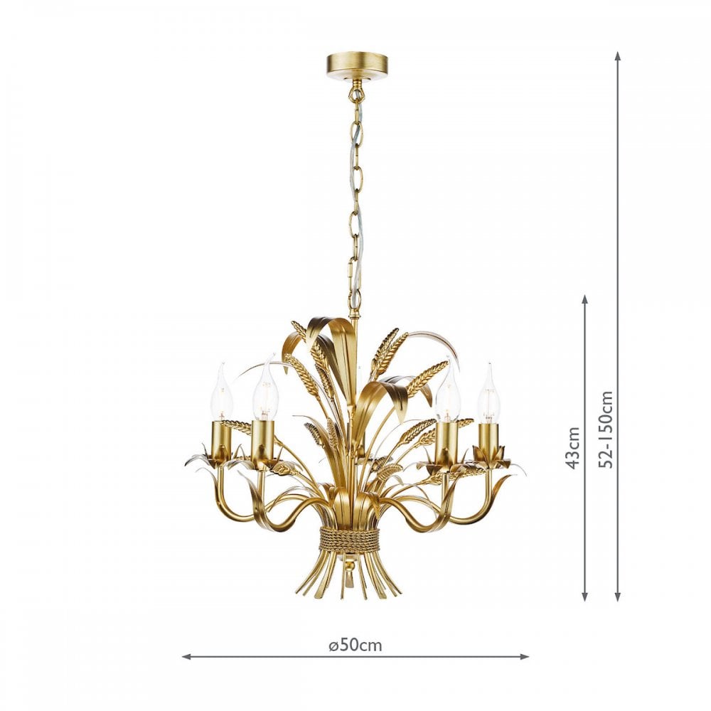 Phaedra 5 Light Ceiling Pendant Light In Gold Finish PHA0535