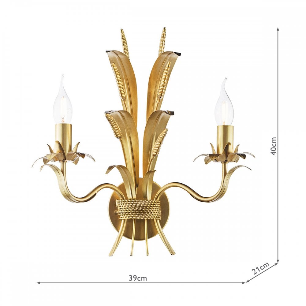 Phaedra 2 Light Wall Light In Gold Finish PHA0935