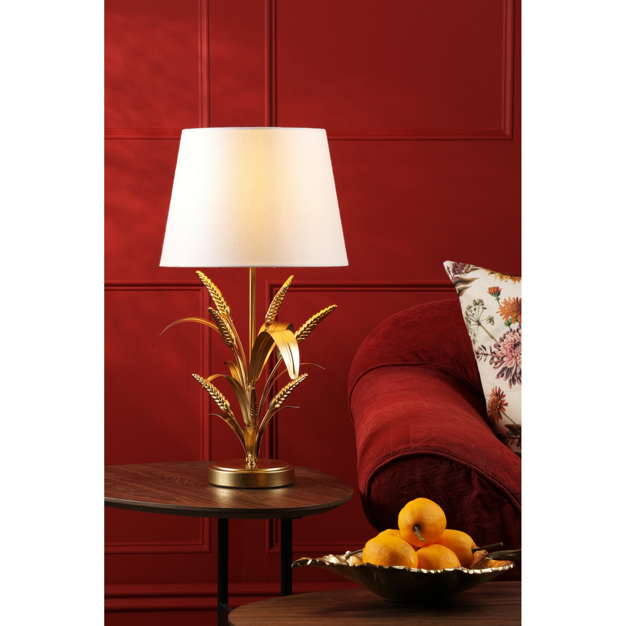 Phaedra Table Lamp In Gold Finish With Natural Linen Shade PHA4235