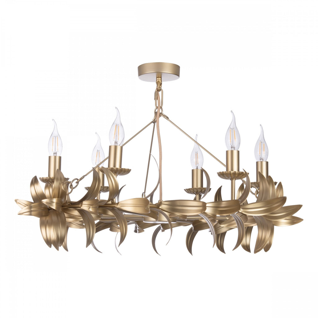 Dar Nadria 6 Light Ceiling Pendant Light In Satin Gold Finish NAD0635