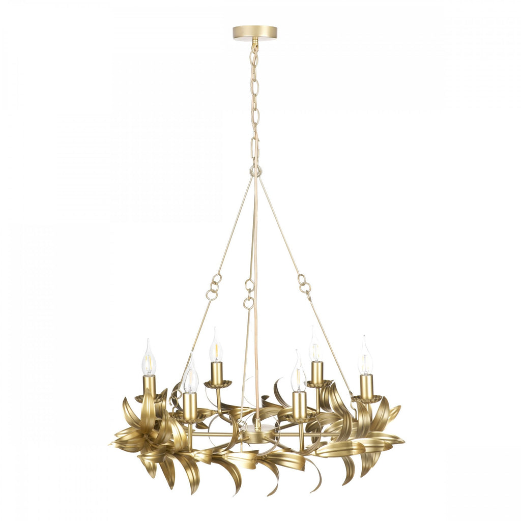 Dar Nadria 6 Light Ceiling Pendant Light In Satin Gold Finish NAD0635