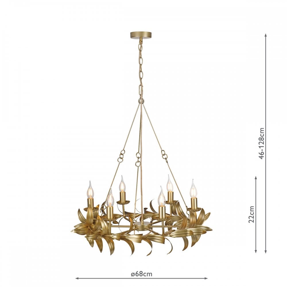 Dar Nadria 6 Light Ceiling Pendant Light In Satin Gold Finish NAD0635