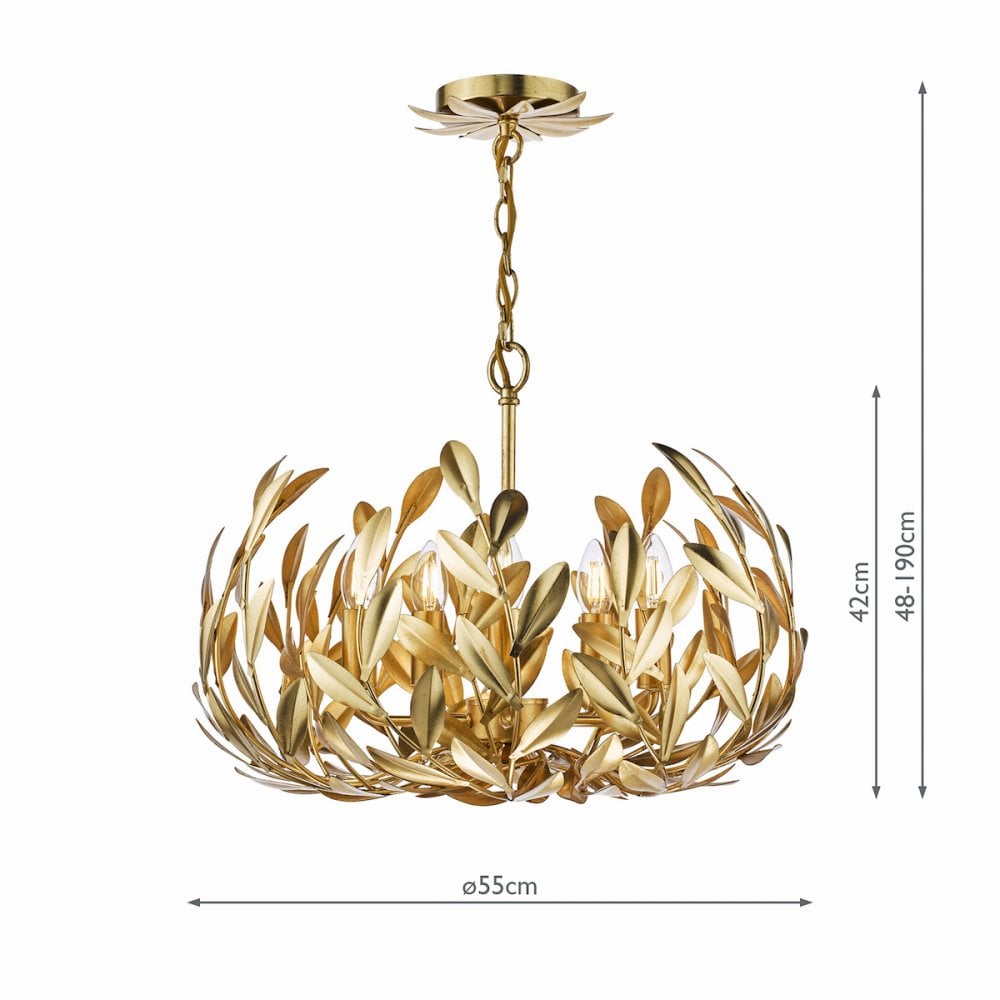 Ercilia 5 Light Ceiling Pendant Light In Gold Leaf Finish ERC0535