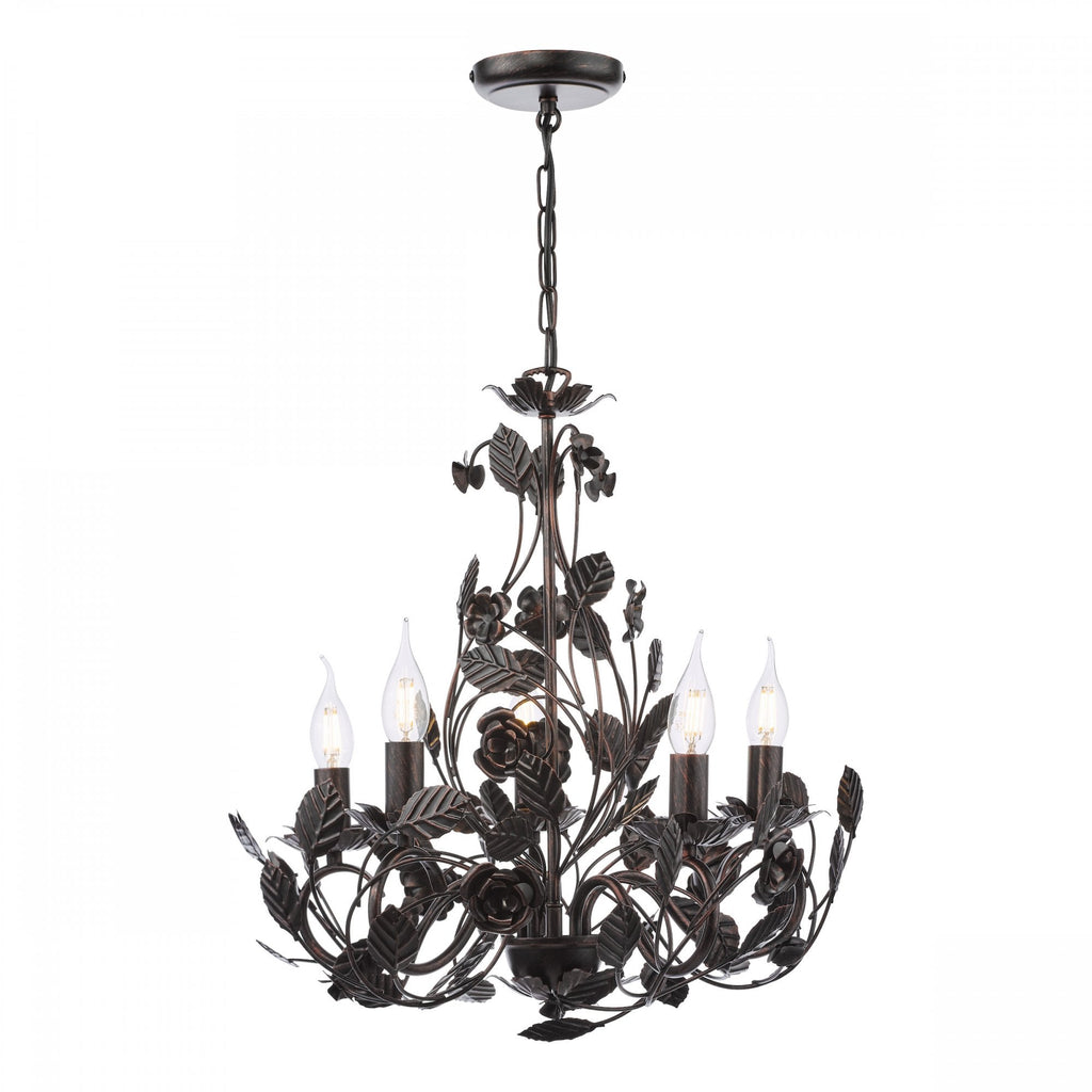 Priscilla 5 Light Ceiling Pendant Light In Matt Black And Bronze Finish PRI0554