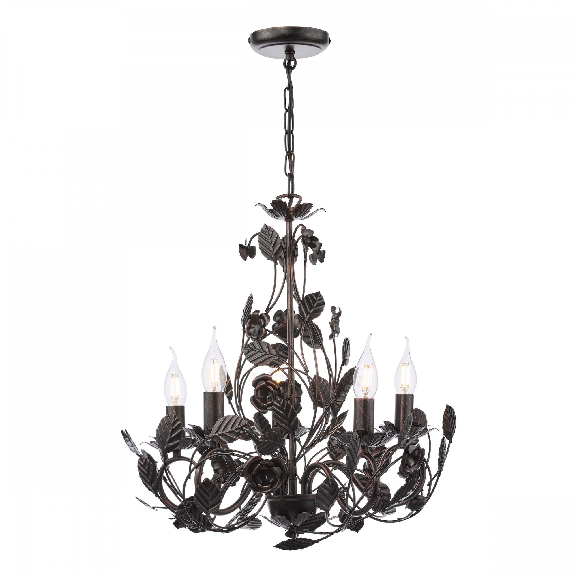 Priscilla 5 Light Ceiling Pendant Light In Matt Black And Bronze Finish PRI0554