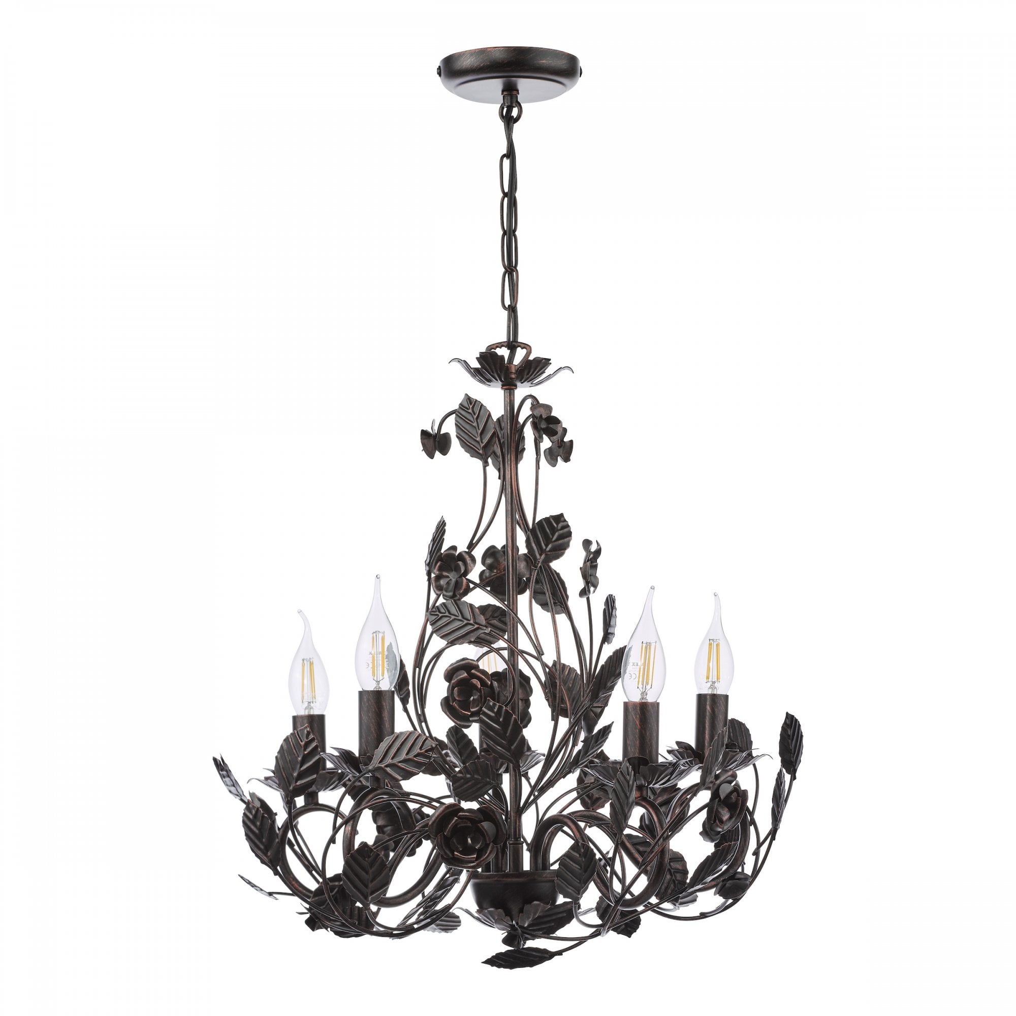 Priscilla 5 Light Ceiling Pendant Light In Matt Black And Bronze Finish PRI0554