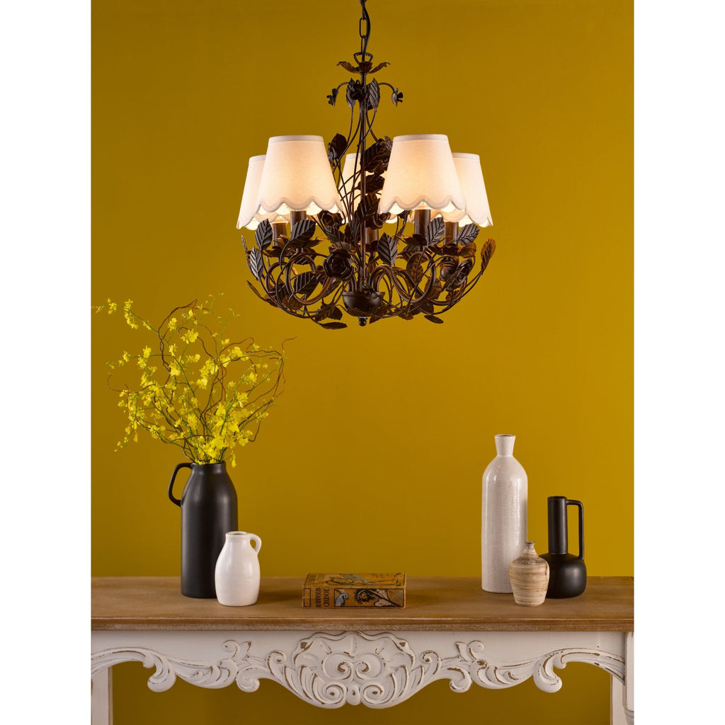 Priscilla 5 Light Ceiling Pendant Light In Matt Black And Bronze Finish PRI0554