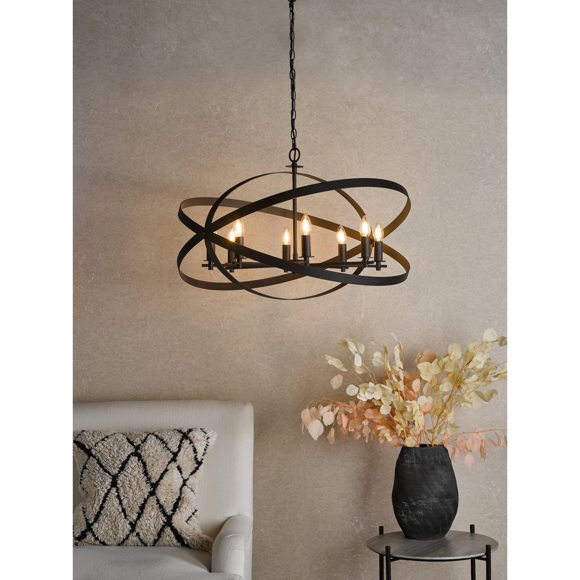 Nitya 8 Light Ceiling Pendant Light In Matt Black Finish NIT0822