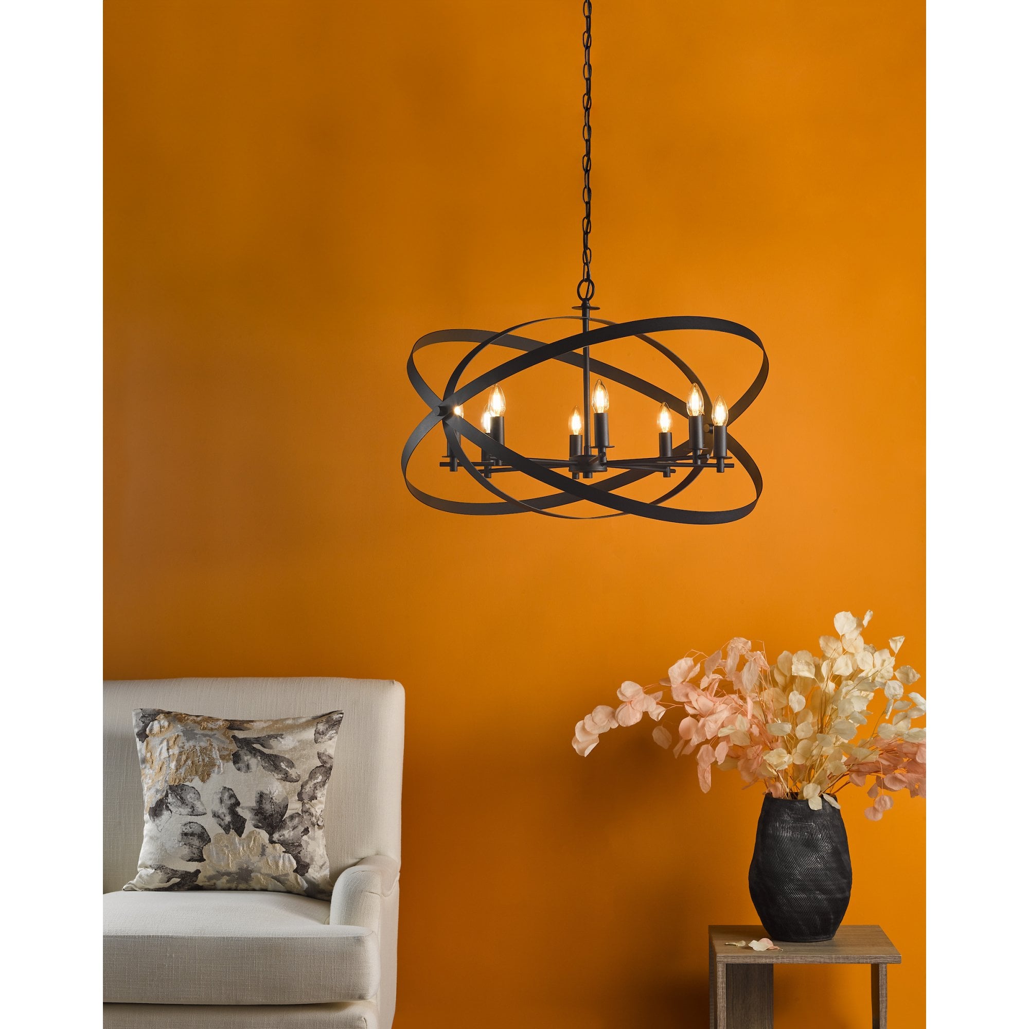 Nitya 8 Light Ceiling Pendant Light In Matt Black Finish NIT0822