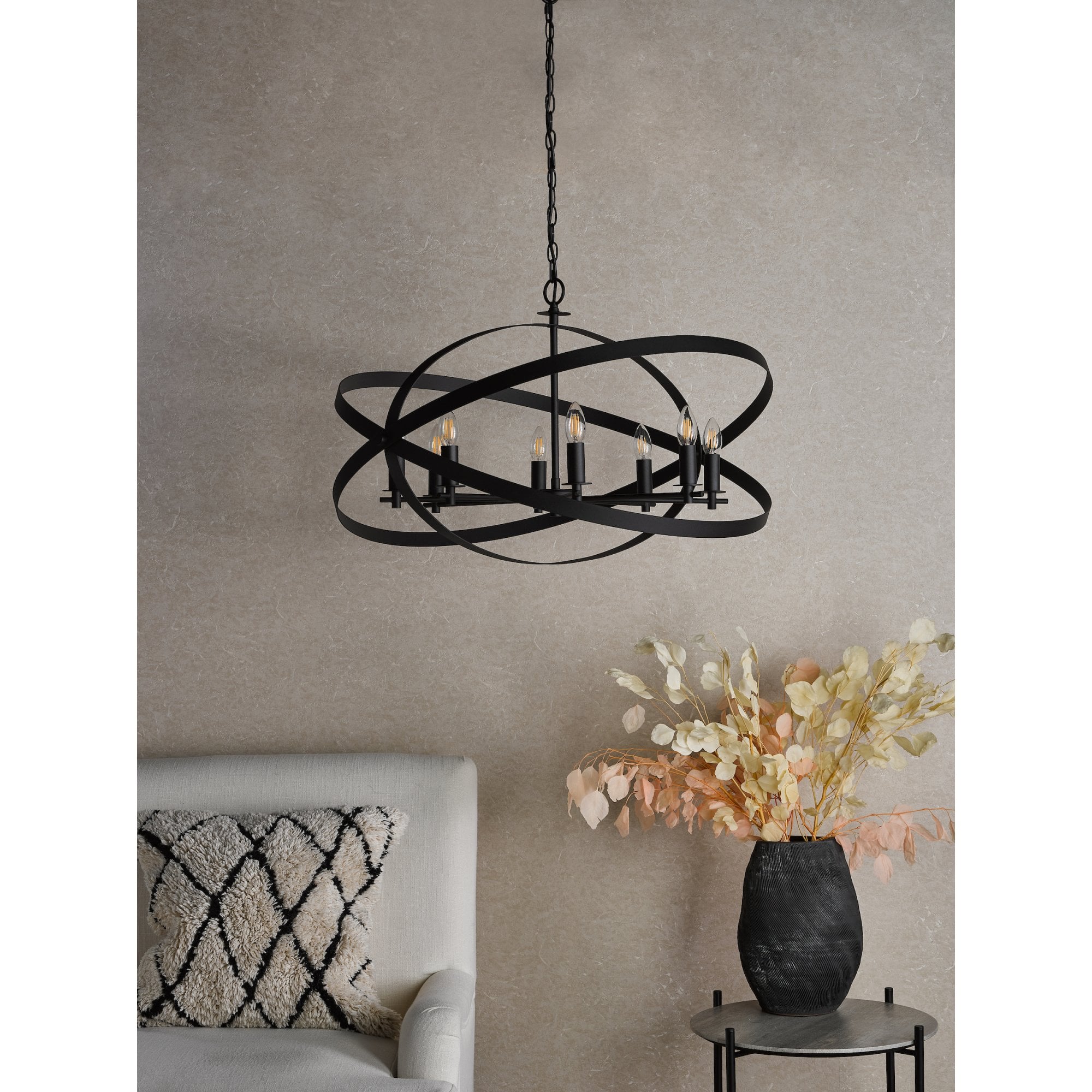 Nitya 8 Light Ceiling Pendant Light In Matt Black Finish NIT0822