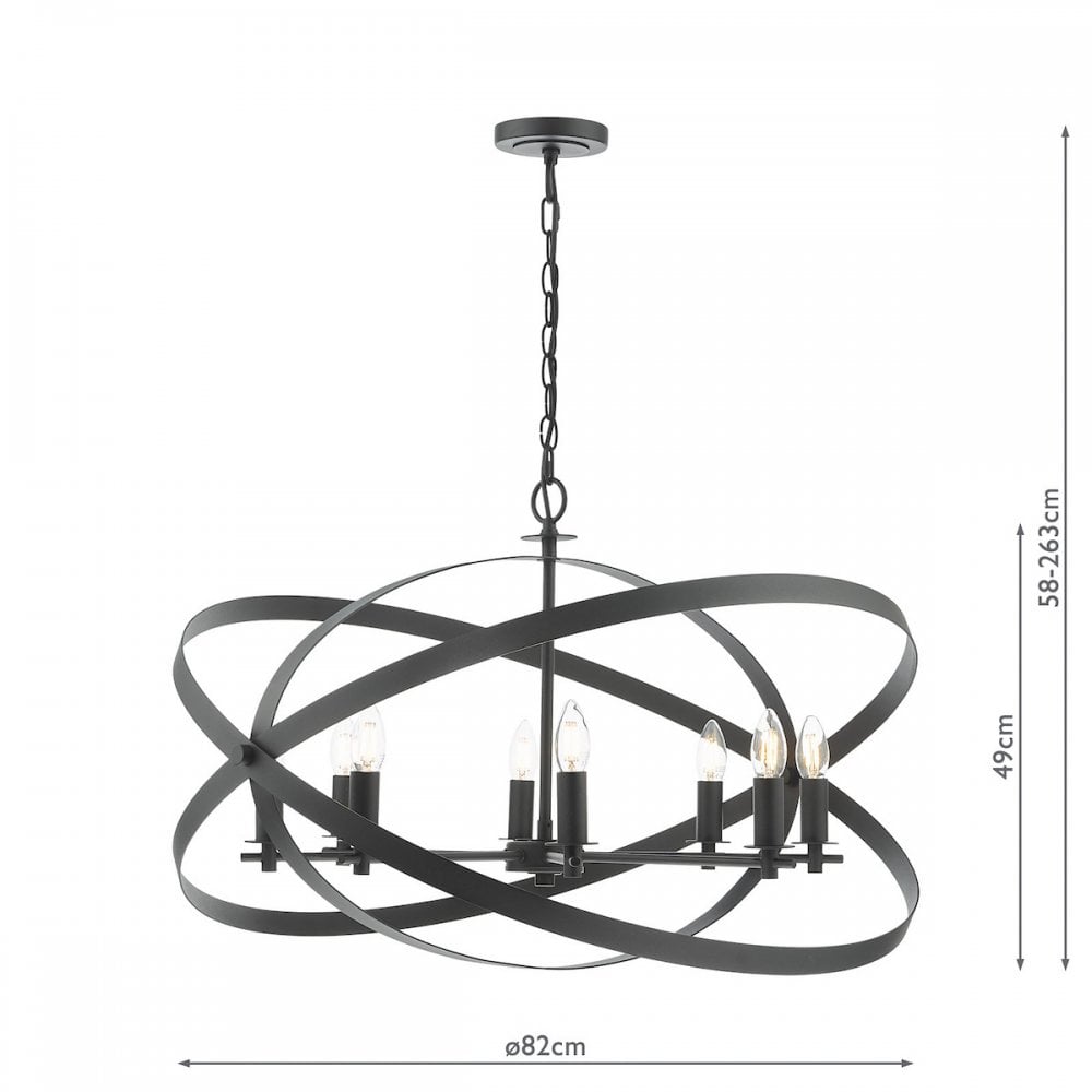 Nitya 8 Light Ceiling Pendant Light In Matt Black Finish NIT0822