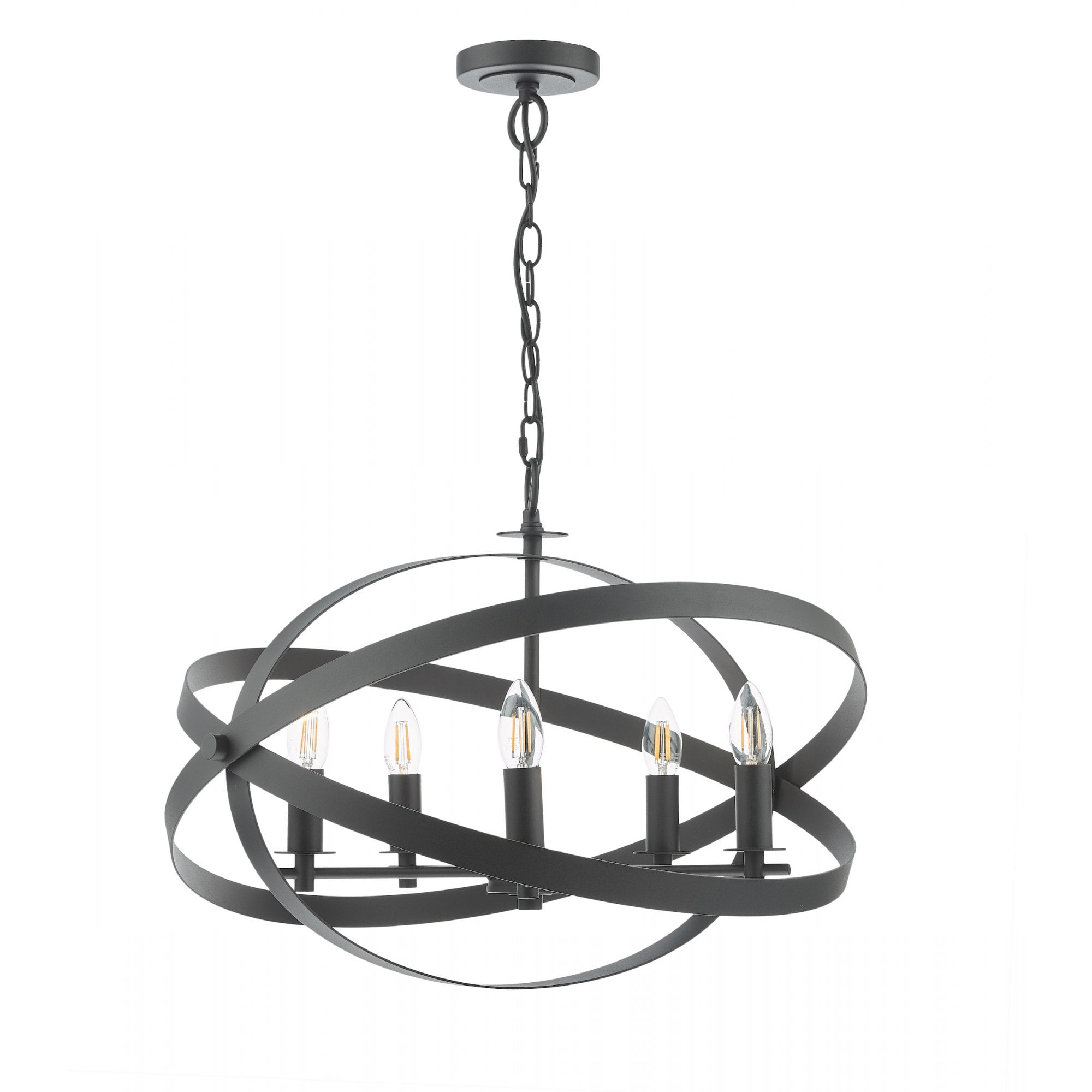 Nitya Industrial 5 Light Ceiling Pendant Light In Matt Black Finish NIT0522