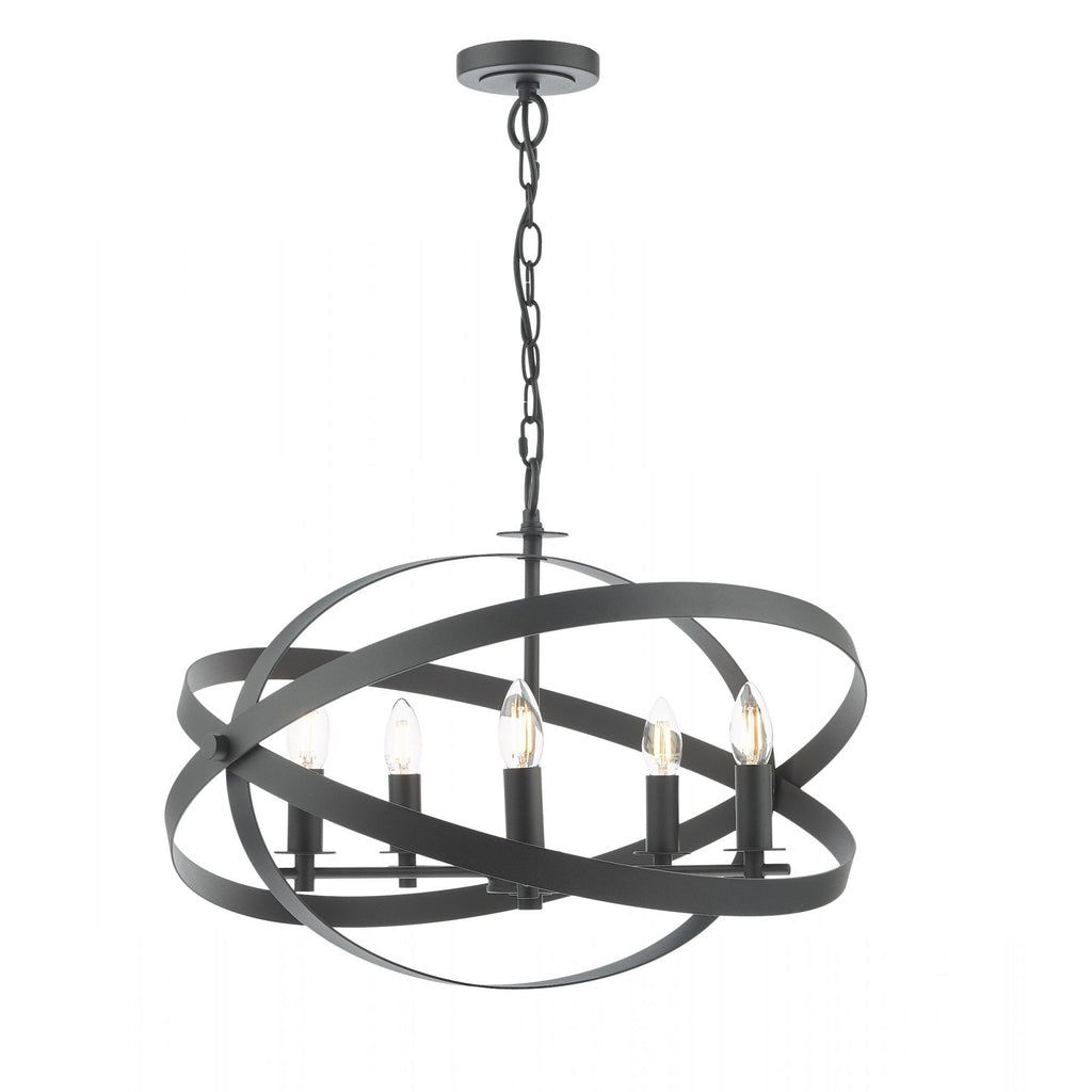 Nitya Industrial 5 Light Ceiling Pendant Light In Matt Black Finish NIT0522