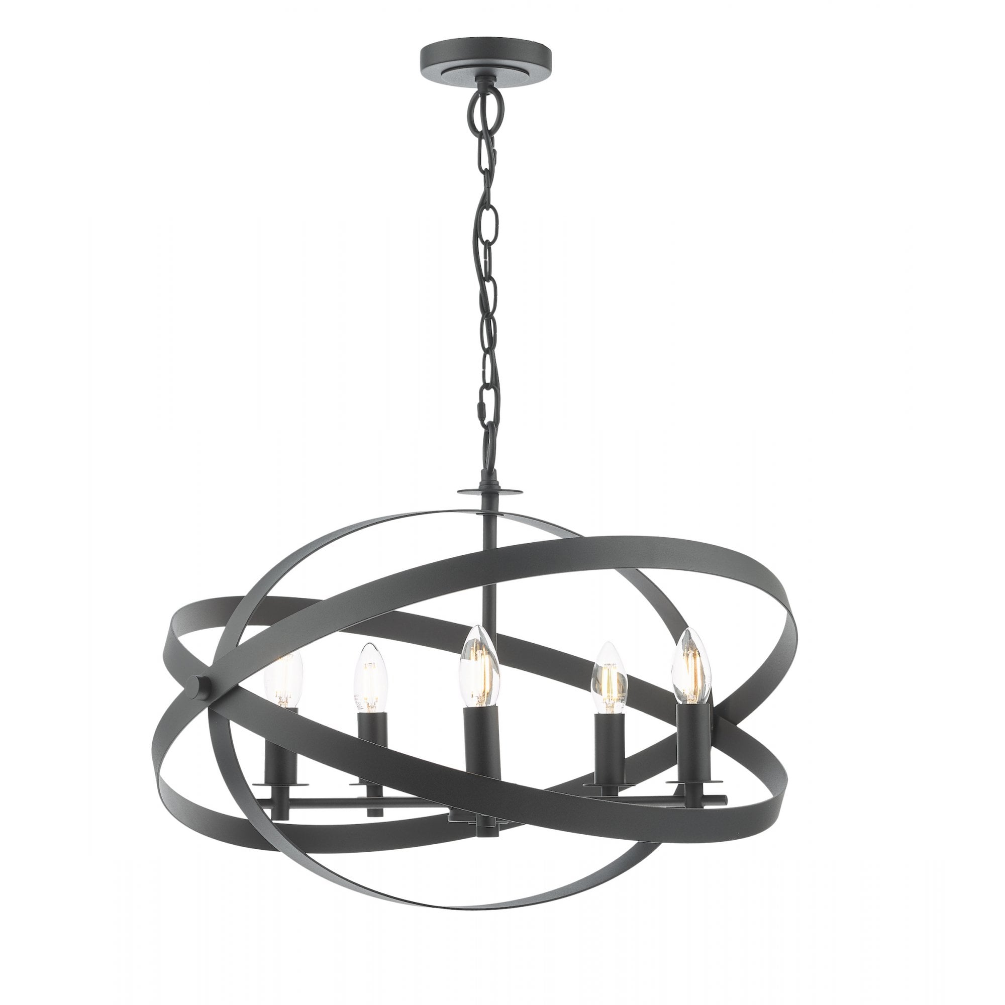 Nitya Industrial 5 Light Ceiling Pendant Light In Matt Black Finish NIT0522