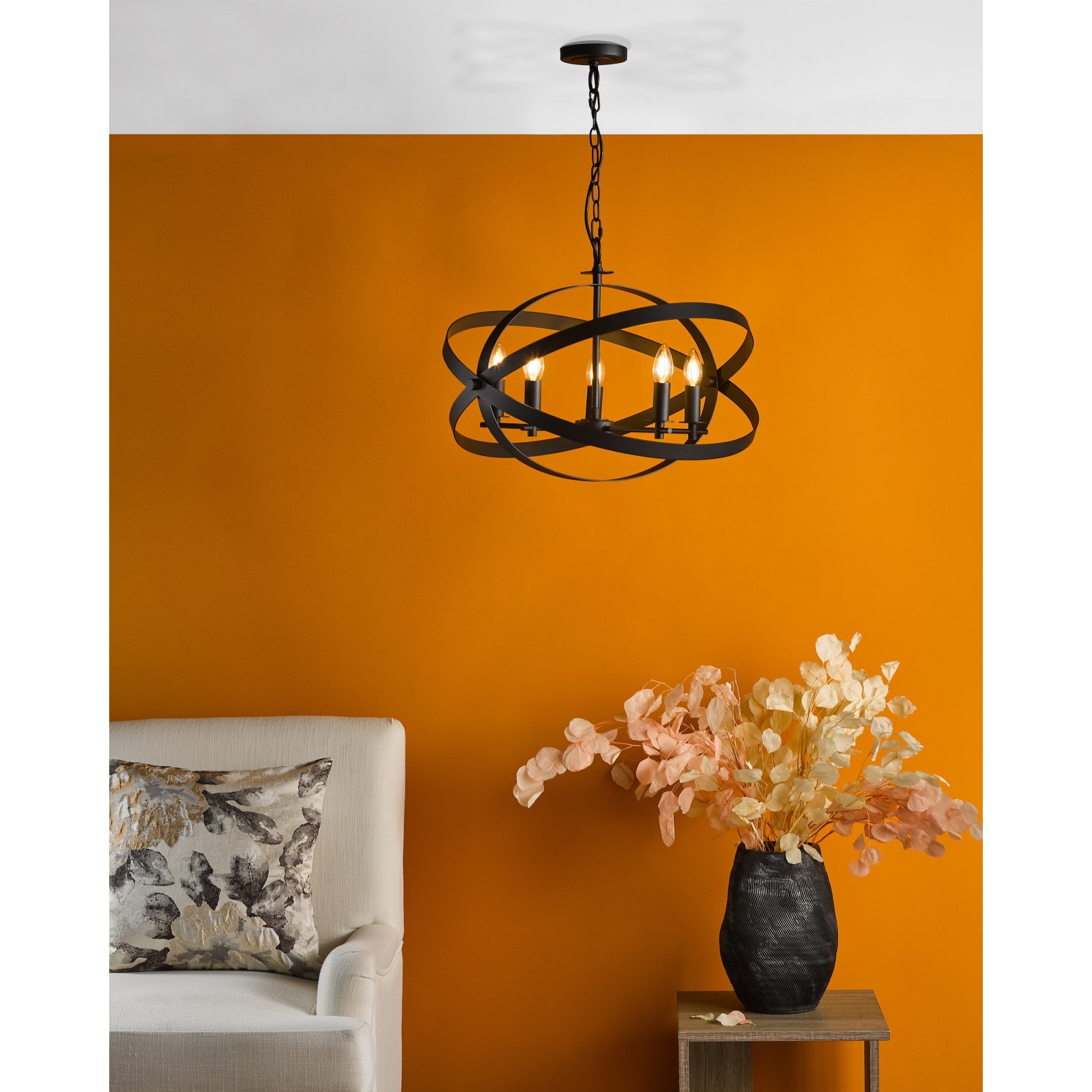 Nitya Industrial 5 Light Ceiling Pendant Light In Matt Black Finish NIT0522