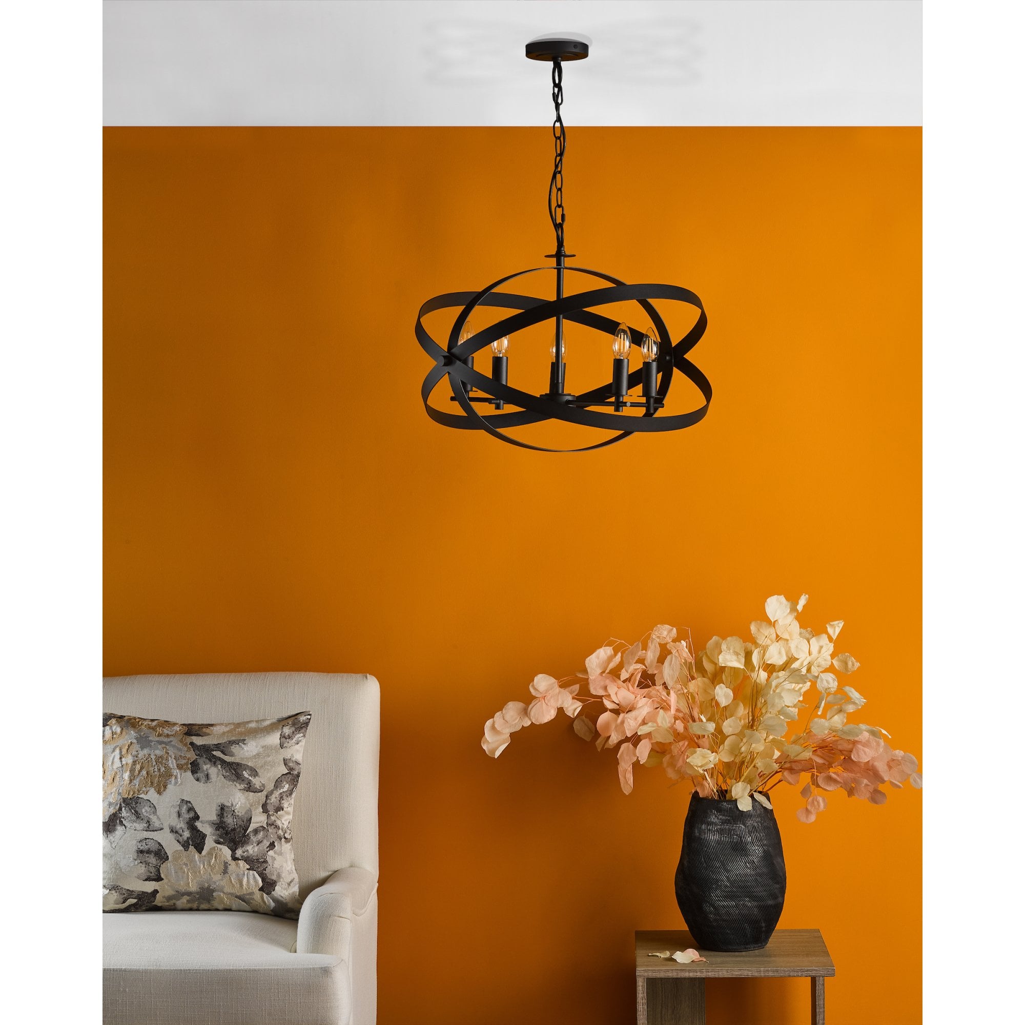Nitya Industrial 5 Light Ceiling Pendant Light In Matt Black Finish NIT0522