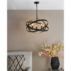 Nitya Industrial 5 Light Ceiling Pendant Light In Matt Black Finish NIT0522