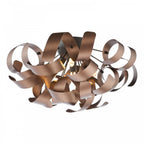 Swash Modern 4 Light Flush Ceiling Light In Black With Copper Ribbons SWA0422-06