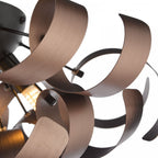 Swash Modern 4 Light Flush Ceiling Light In Black With Copper Ribbons SWA0422-06