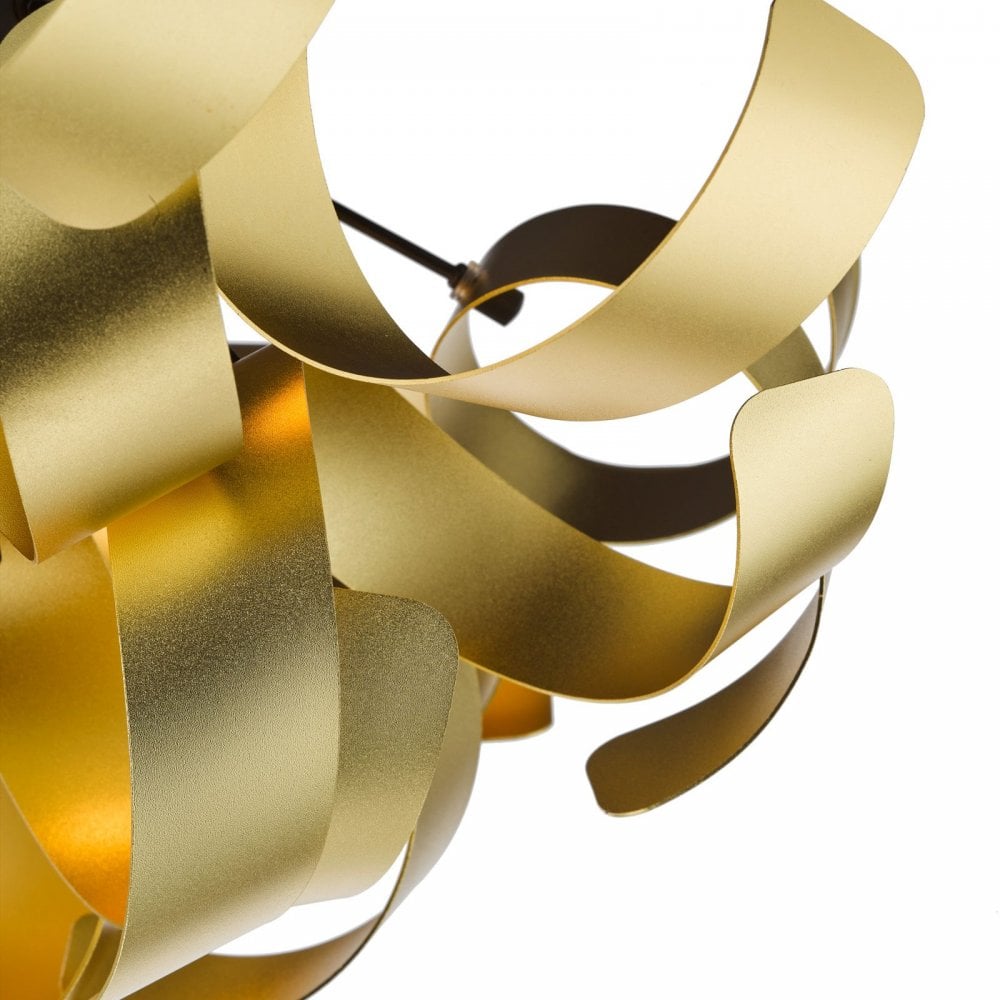 Swash Modern 4 Light Flush Ceiling Light In Black With Gold Ribbons SWA0422-05