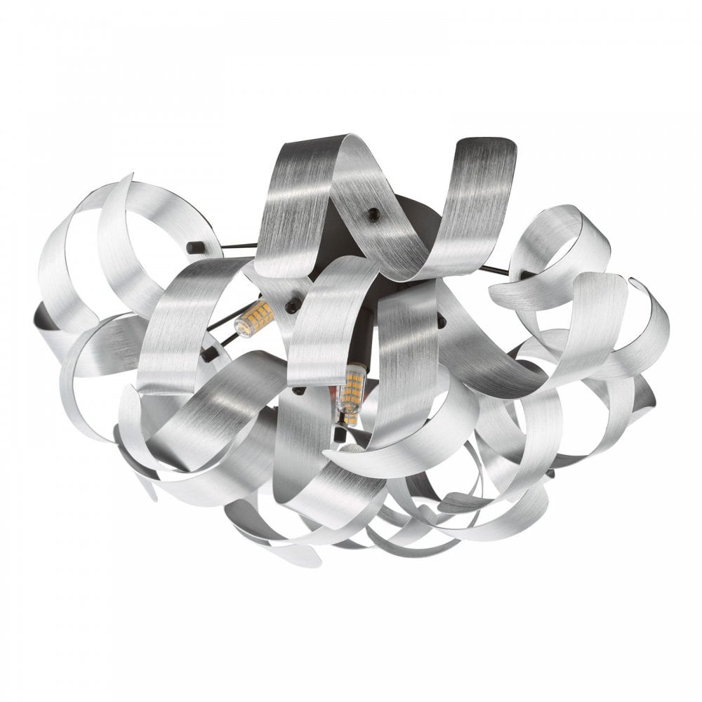 Swash Modern 4 Light Flush Ceiling Light In Black With Aluminium Ribbons SWA0422-04