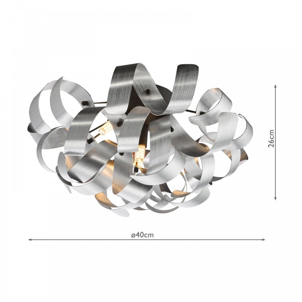 Swash Modern 4 Light Flush Ceiling Light In Black With Aluminium Ribbons SWA0422-04