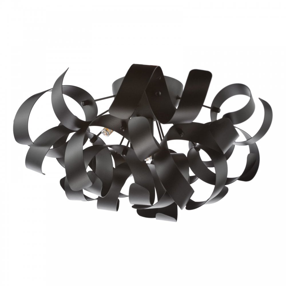 Swash Modern 4 Light Flush Ceiling Light In Black Finish SWA0422-03