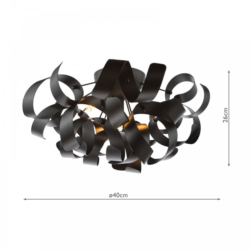 Swash Modern 4 Light Flush Ceiling Light In Black Finish SWA0422-03