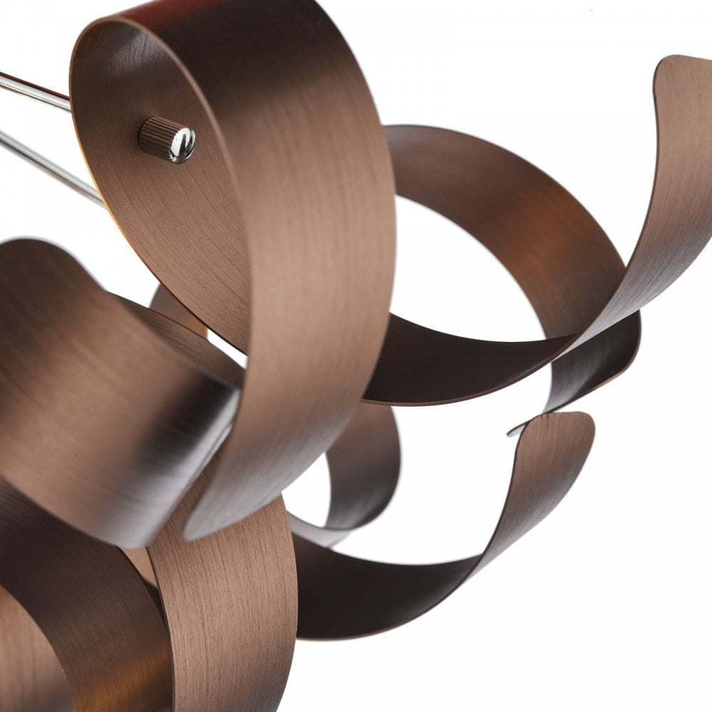 Swash 4 Light Flush Ceiling Light In Polished Chrome With Copper Ribbons SWA0450-06