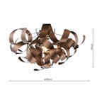 Swash 4 Light Flush Ceiling Light In Polished Chrome With Copper Ribbons SWA0450-06