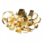 Swash 4 Light Flush Ceiling Light In Polished Chrome With Gold Ribbons SWA0450-05