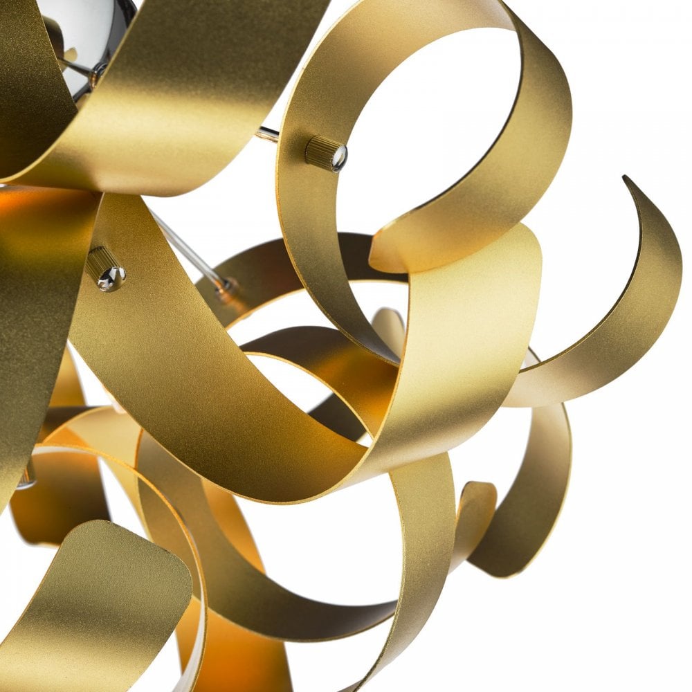 Swash 4 Light Flush Ceiling Light In Polished Chrome With Gold Ribbons SWA0450-05