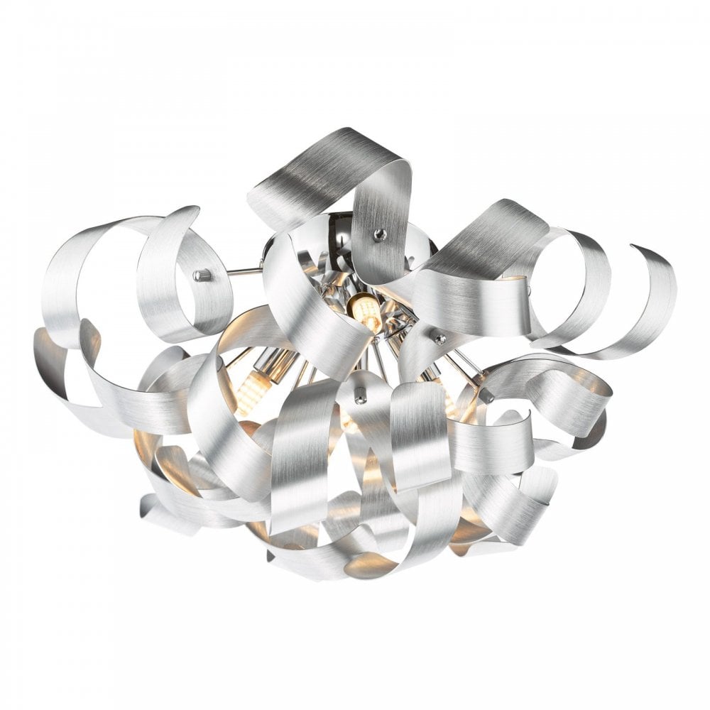 Swash 4 Light Flush Ceiling Light In Polished Chrome With Aluminium Ribbons SWA0450-04