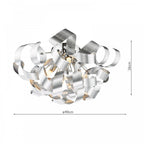 Swash 4 Light Flush Ceiling Light In Polished Chrome With Aluminium Ribbons SWA0450-04