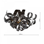 Swash 4 Light Flush Ceiling Light In Polished Chrome With Black Ribbons SWA0450-03