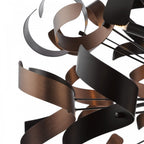 Swash 12 Light Ceiling Pendant Light In Black With Copper And Black Ribbons SWA1222-07