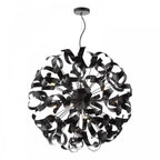 Swash 12 Light Ceiling Pendant In Matt Black With Black Ribbons SWA1222-03