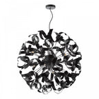 Swash 12 Light Ceiling Pendant In Matt Black With Black Ribbons SWA1222-03