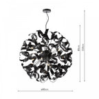Swash 12 Light Ceiling Pendant In Matt Black With Black Ribbons SWA1222-03
