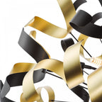 Swash 12 Light Ceiling Pendant Light In Matt Black With Black And Gold Ribbons SWA1222-02