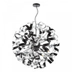 Swash 12 Light Ceiling Pendant Light In Black With Black And Aluminium Ribbons SWA1222-01