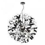Swash 12 Light Ceiling Pendant Light In Black With Black And Aluminium Ribbons SWA1222-01
