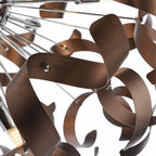 Swash 12 Light Ceiling Pendant Light In Polished Chrome With Copper Ribbons SWA1250-06