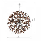 Swash 12 Light Ceiling Pendant Light In Polished Chrome With Copper Ribbons SWA1250-06