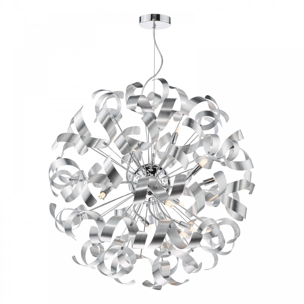 Swash 12 Light Ceiling Pendant In Polished Chrome With Aluminium Ribbons SWA1250-04