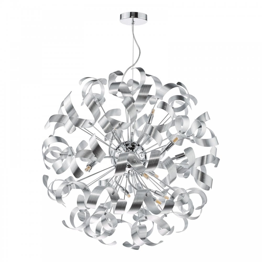 Swash 12 Light Ceiling Pendant In Polished Chrome With Aluminium Ribbons SWA1250-04