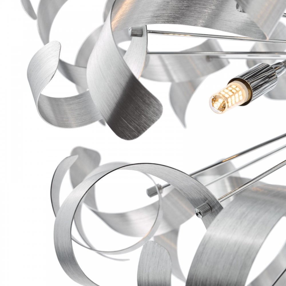 Swash 12 Light Ceiling Pendant In Polished Chrome With Aluminium Ribbons SWA1250-04