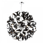 Swash 12 Light Ceiling Pendant Light In Polished Chrome With Black Ribbons SWA1250-03